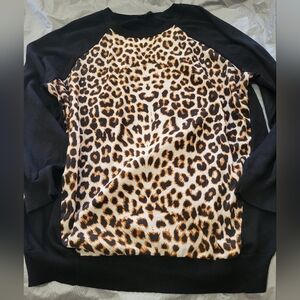 Express Black and Leopard Print Sweatshirt
